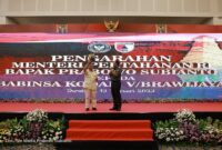 Menteri Pertahanan RI, Prabowo Subianto menjumpai 2.000 personel Babinsa Kodam V/Brawijaya.  (Dok. Tim Media Prabowo Subianto)