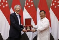Menteri Pertahanan RI Prabowo Subianto menerima kunjungan kehormatan Menteri Senior dan Menteri Koordinator Keamanan Nasional Singapura Teo Chee Hean. (Instagram.com/@kemhanri)
