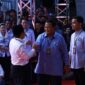 Pasangan Capres Koalisi Indonesia Maju Prabowo Subianto dan cawapres Gibran Rakabuming Raka di Pengundian dan Penetapan nomor urut Capres dan Cawapres di kantor KPU. (Dok. TKN Prabowo Gibran)

